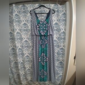 Maurices Teal and Navy Maxi Dress